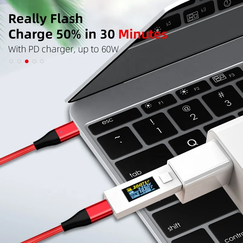  PD 60W быстрая зарядка USB-C Type C к зарядный кабель для Huawei Магнитный передачи