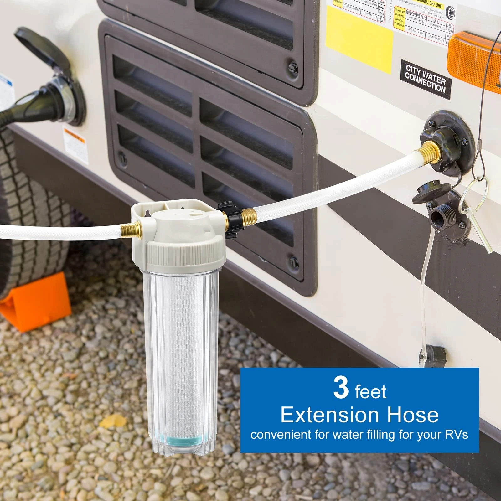 Quick Connect Water Filter Replacement Cartridge Inline Filter CB Activated Carbon White Outdoor Vehicle Power Supply