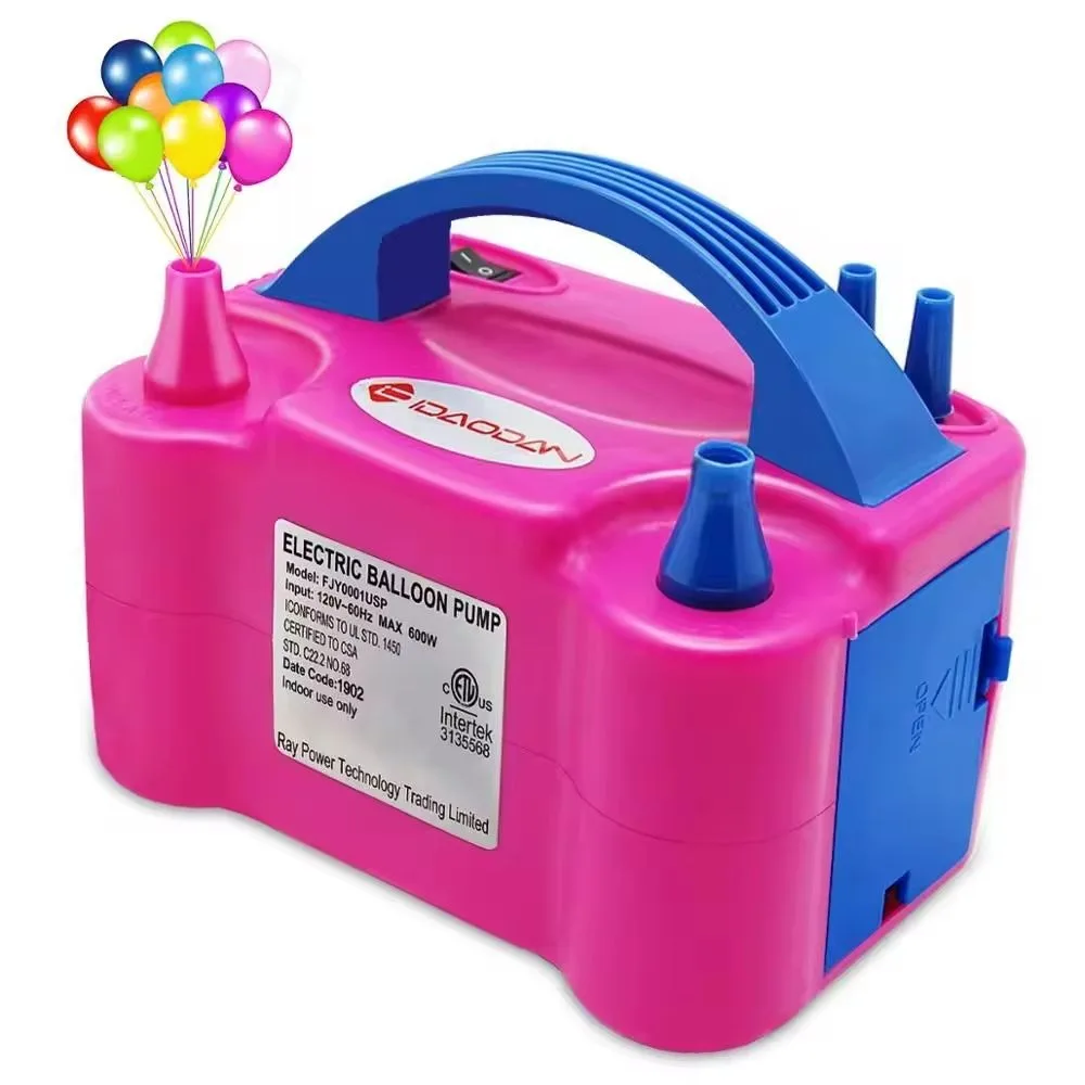 Portable Dual Nozzle Rose Red Electric Balloon Blower Pump for Decoration