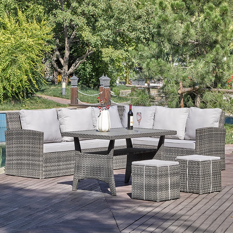 customize curved 7 piece l u shaped balcony cheap corner rattan wicker patio outdoor modular sectional couch sofa furniture sale