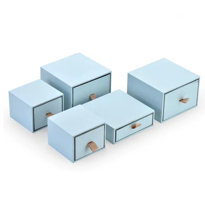 Wholesale Cardboard Navy blue white Sliding Drawer Wedding Jewelry Watch gift box packaging