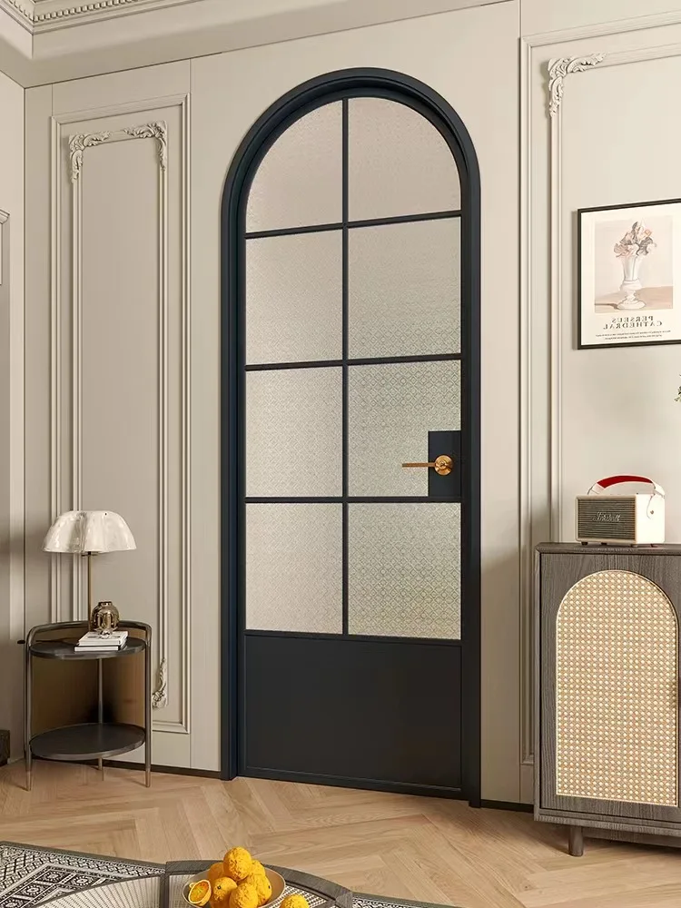 Glass door very narrow lift door arched sliding  toilet arc glass toilet flat door