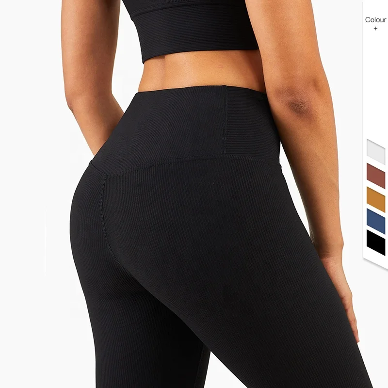
High Quality Oem Support Womens Yoga Pants Running High Waist Gym Buttlift Leggings Ribbed Black Leggings Women 