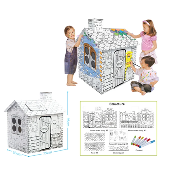 3D Coloring DIY Drawing Cardboard Game Toys Paper Kids Doodle Graffiti Playhouse
