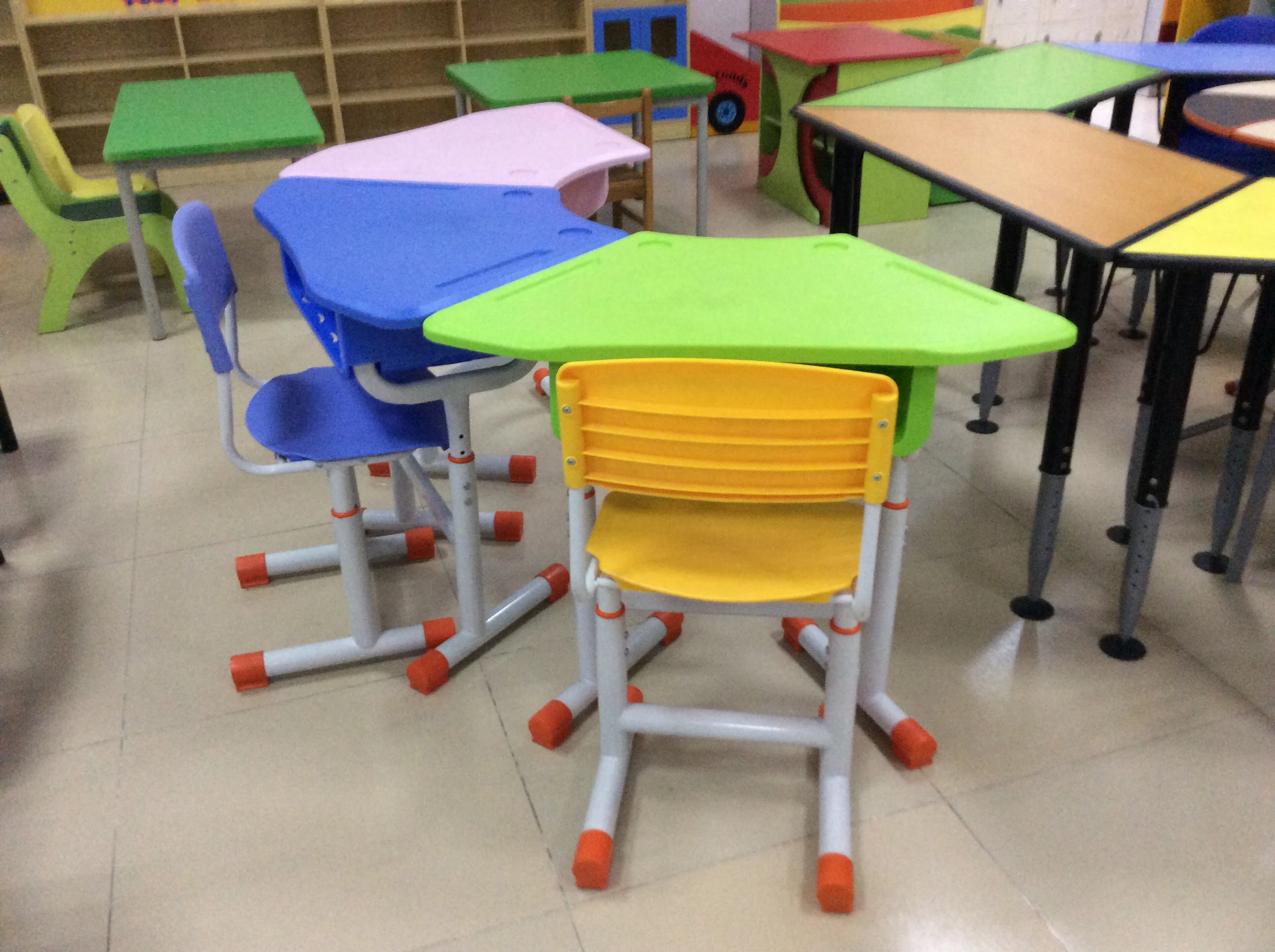 Pre School Furniture Kindergarten  colorful student desk and chair desk chair corner study desk table
