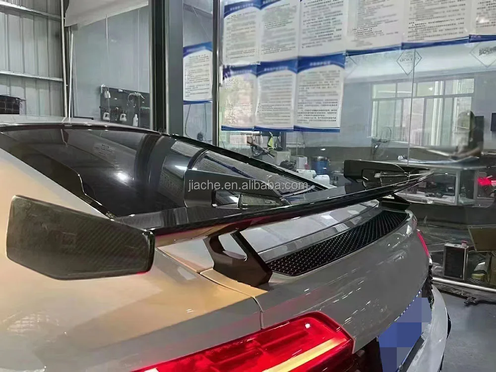 Carbon Fiber FRP Rear Lip Spoiler Trunk Wings With Bracket for Audi R8 2013-2022 Rear Boot Spoiler Car Styling