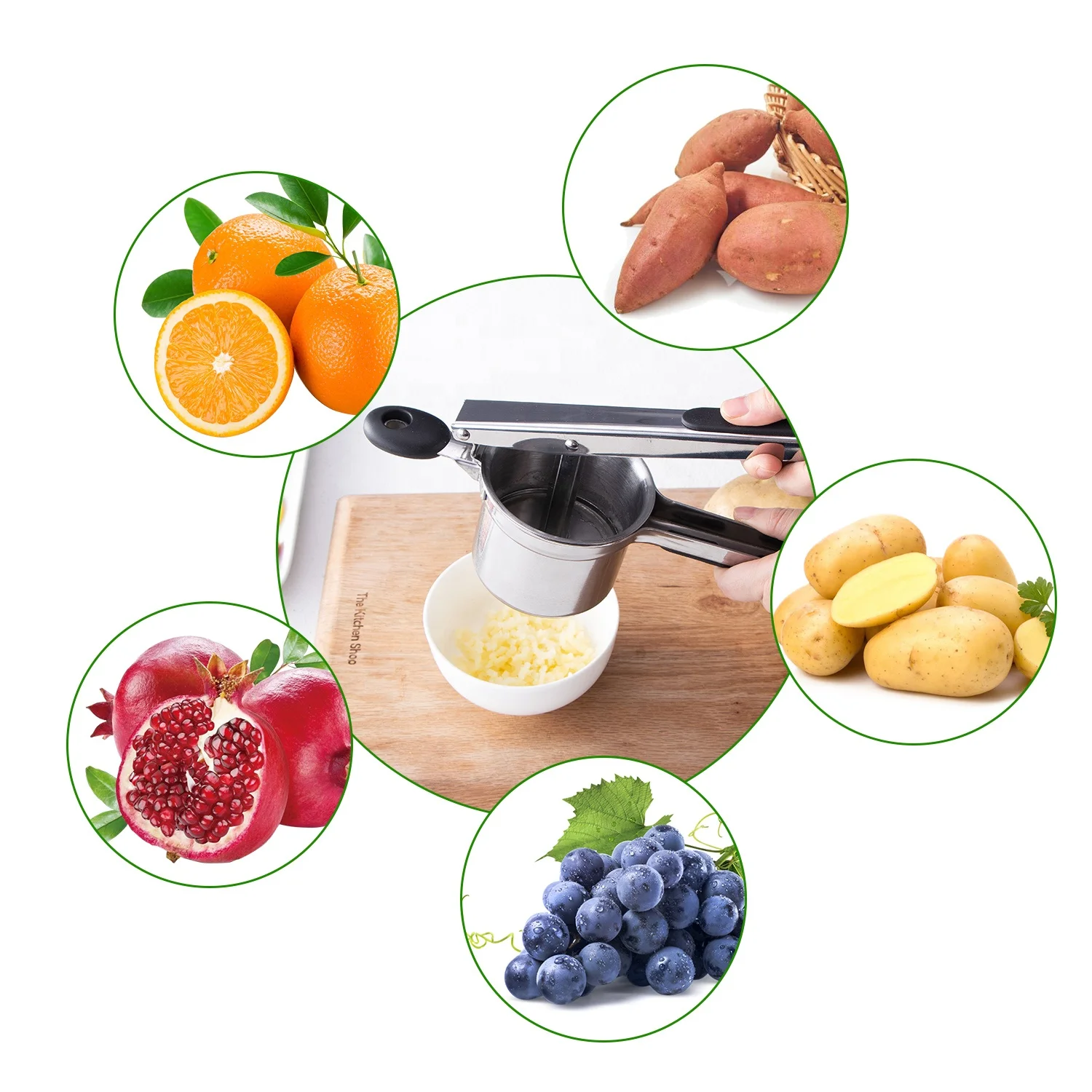 
Amazon Hot-sale Stainless Steel Lemon Juicer Squeezer Potato Masher Potato Ricer Press 