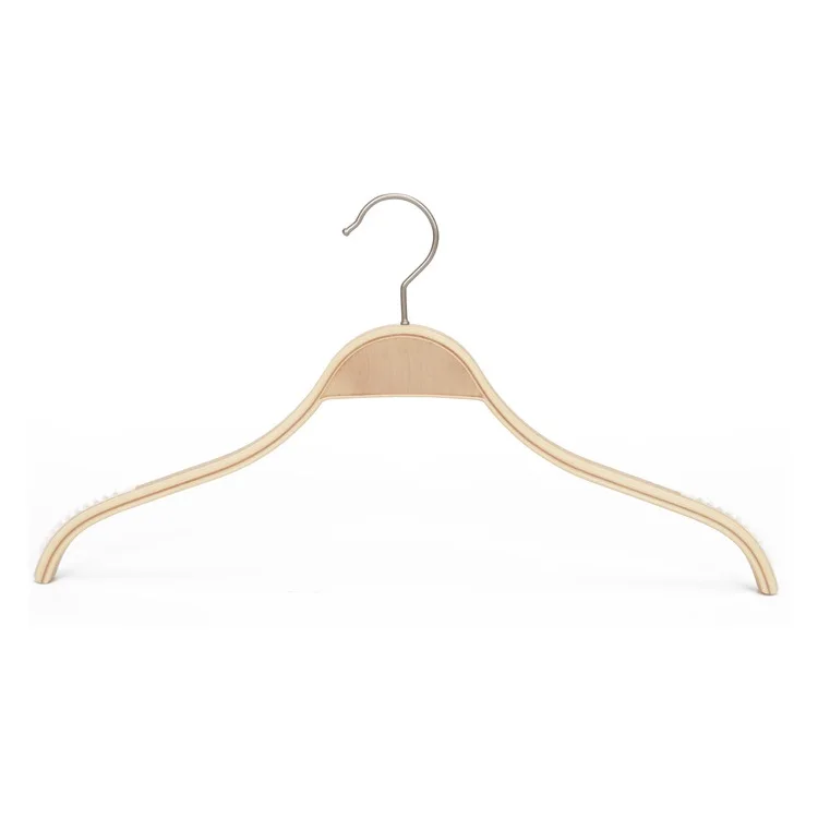 Plywood  non-slip strip  round hook laminated light board hanger wooden clothing store solid wood clothes hanger