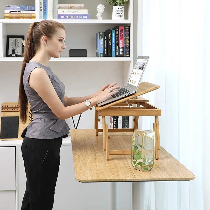 Bamboo wooden bed table laptop computer table stand portable laptop desk