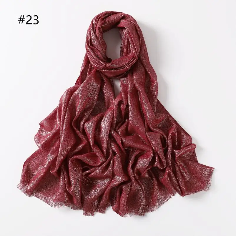 Metallic Lurex Scarf for Muslim Women Hijab 2021 Custom Wholesale Shiny Soft Shawls Reversible Glitter Tassel Scarf