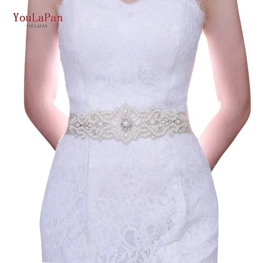 YouLaPan S26A Formal Dresses Ladies Waist Accessories Plus Size Pearl Beaded Girdle Elegant Wedding Bridal Ribbon Belts