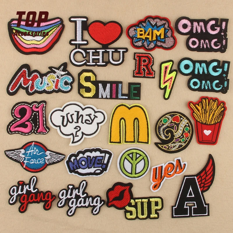 The Popular Cartoon Embroidery Designer Patches Letter Embroidery Badge