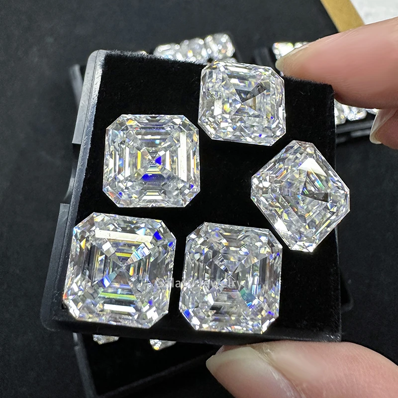 Wholesale Loose Diamonds D VVS White Asscher Cut Loose Moissanite Stone All Size GRA Certificate Raw Material For Jewelry Making