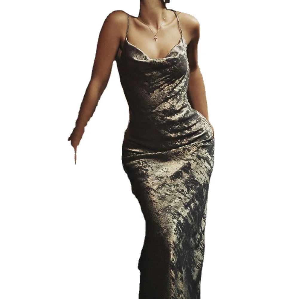 2023 Oem Odm Elegant Luxury Satin Deep V Open Back Design Wedding Glam Event Gowns For Women Evening Dresses