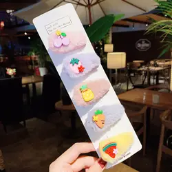 5 pcs sets/New winter arrival cartoon colorful cute Plush Hair Clip Sets