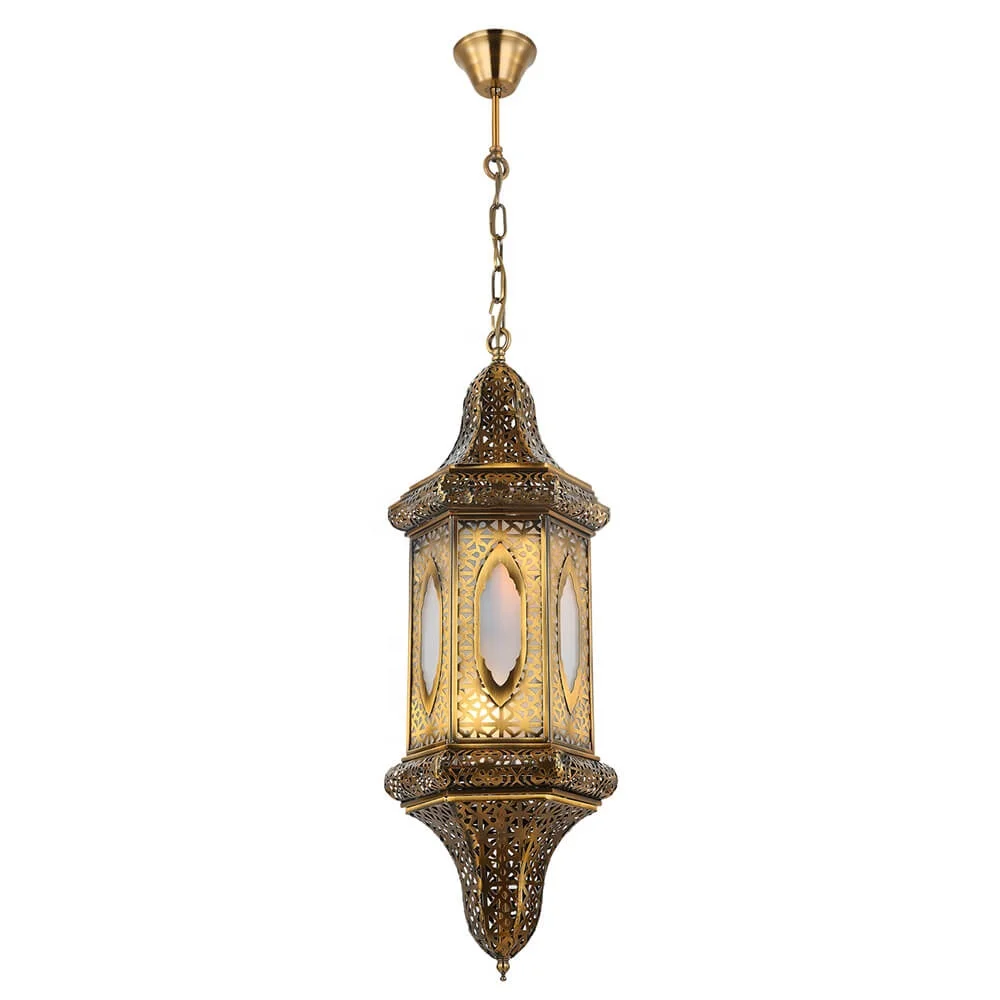 Arabic style chandelier mosque pendant light iron handmade gold pendant lamp