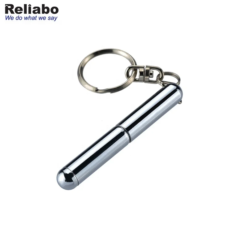 Mini Metal Key Ring Stainless Steel Telescopic Pen Keyring Telescoping Keychain Ball Point Pens