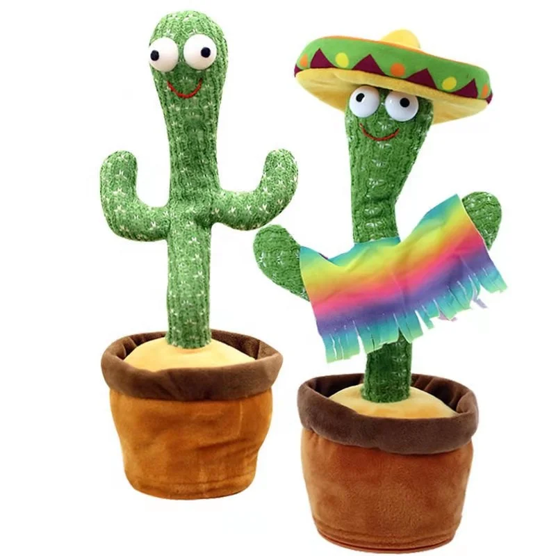 Cute Dancing Cactus Plush Toy,Talking Repeat Singing Sunny Plush Doll Toy, Recording,LED,Repeat What You Say