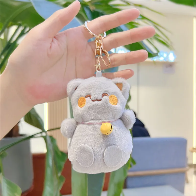 Japanese style bell Lucky Cat doll pendant schoolbag ornament Claw Machine Doll plush toy keychain