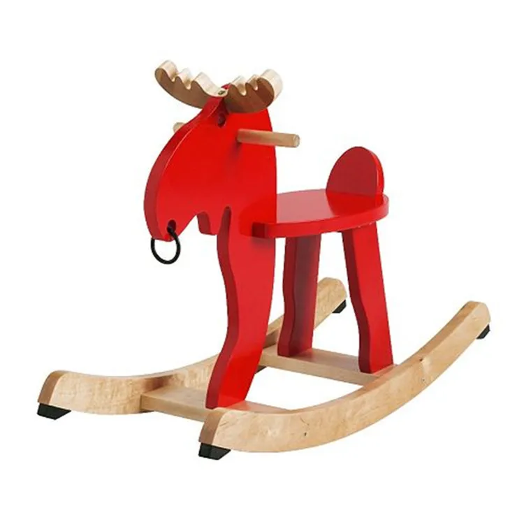Children Shake Horse Wooden Toys  Wooden Horse Early Education Solid Wood Baby Rocking Chair Baby Birthday Gift