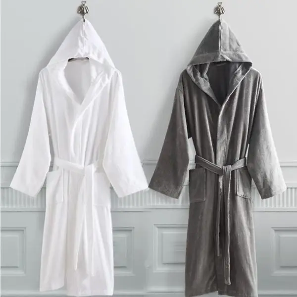 
Hot Selling Hotel Man Sleepwear Cotton Bathrobe Robes Fiber Bathrobes With Custom Logo 