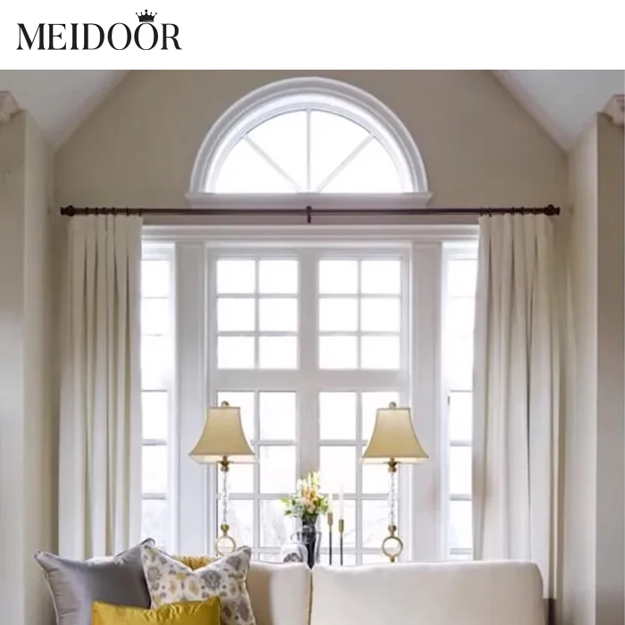 America Customized Specialty Shape Windows Black Color Design Fixed Sliding Aluminum Tempered Glass Arch Shaped Windows