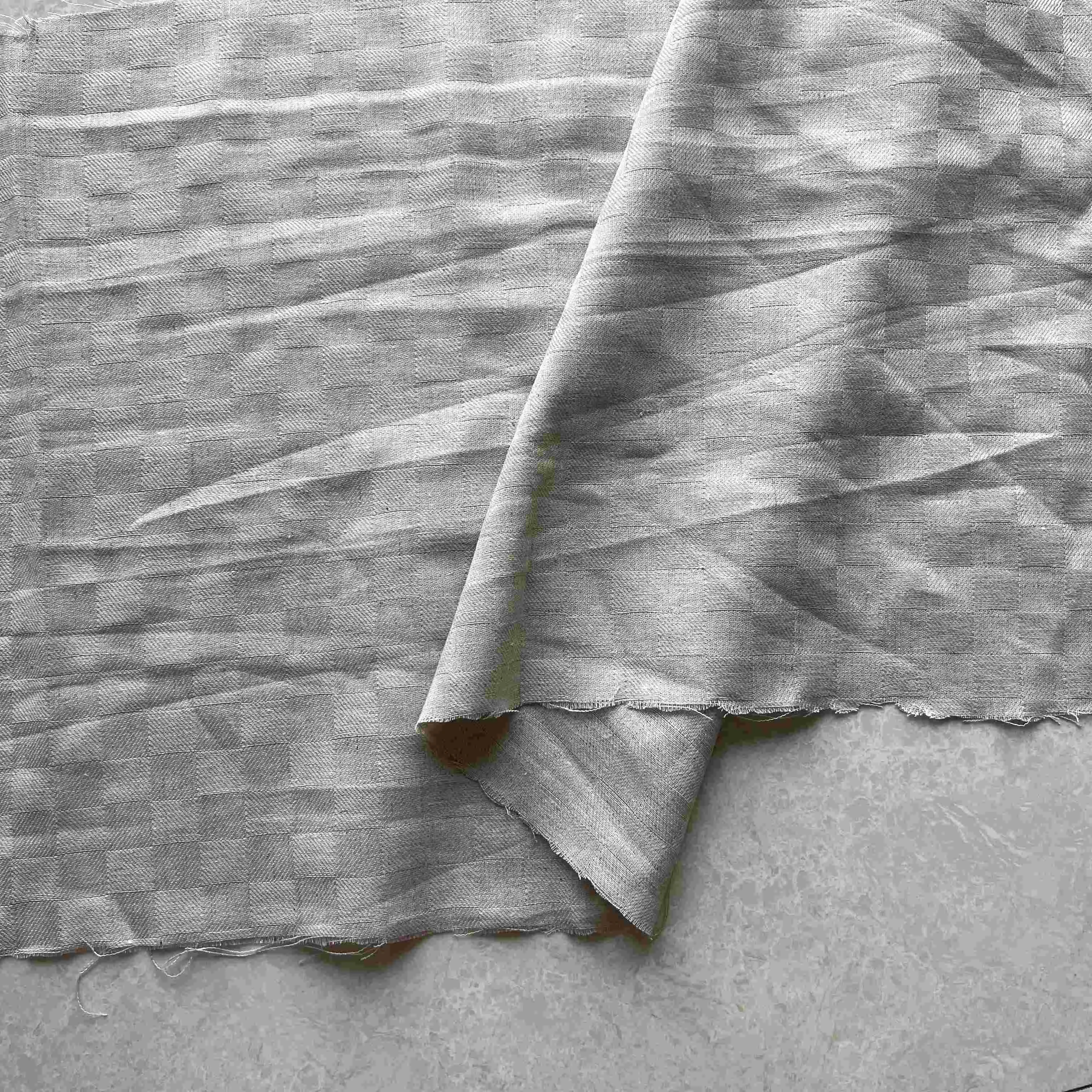 OEM yarn dyed wholesale price italy tissu en lin checkered twill bedding cotton linen blend fabric for clothing