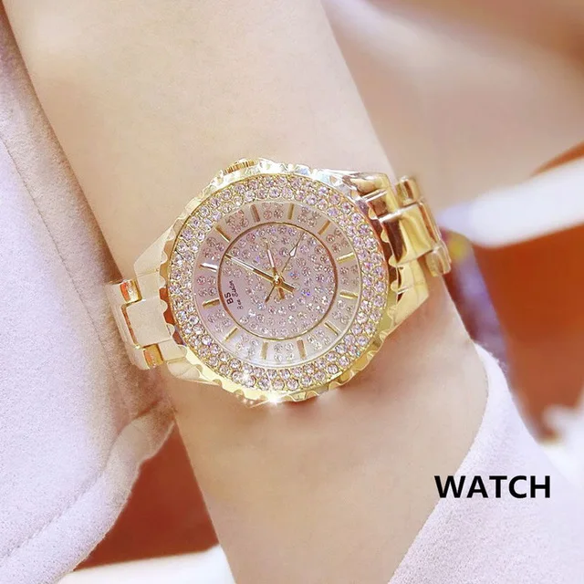  Часы наручные BS Jewelry женские кварцевые модные роскошные водонепроницаемые с кристаллами и стразами подарок для женщин ювелирные изделия браслетом