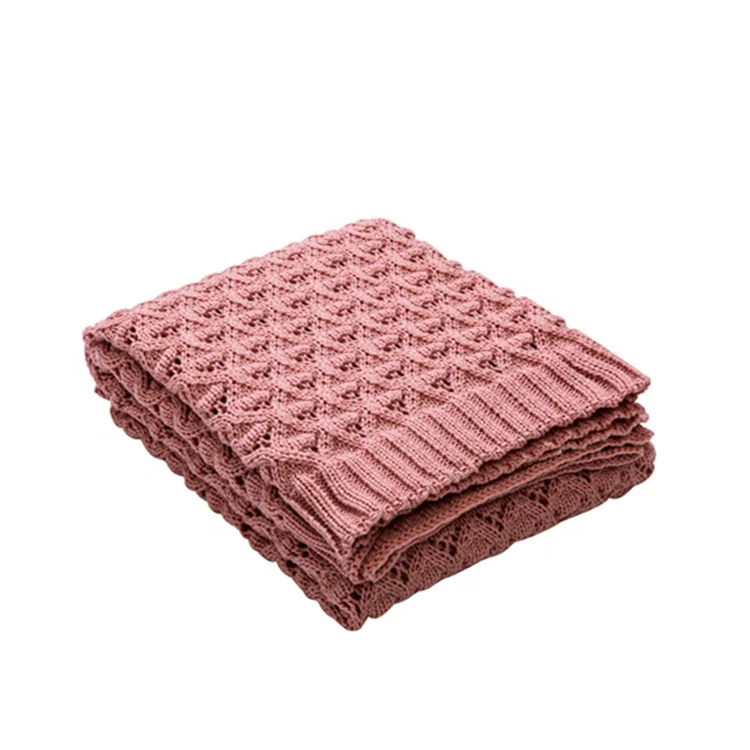 New Multicolor 100% acrylic super soft Hollow out knitted blanket LES