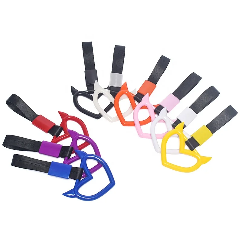 Auto Accessories Glow Tsurikawa Ring Devil Heart JDM Train Bus Handle Hand Strap Drift Charm Strap Drift Warning Ring for Car