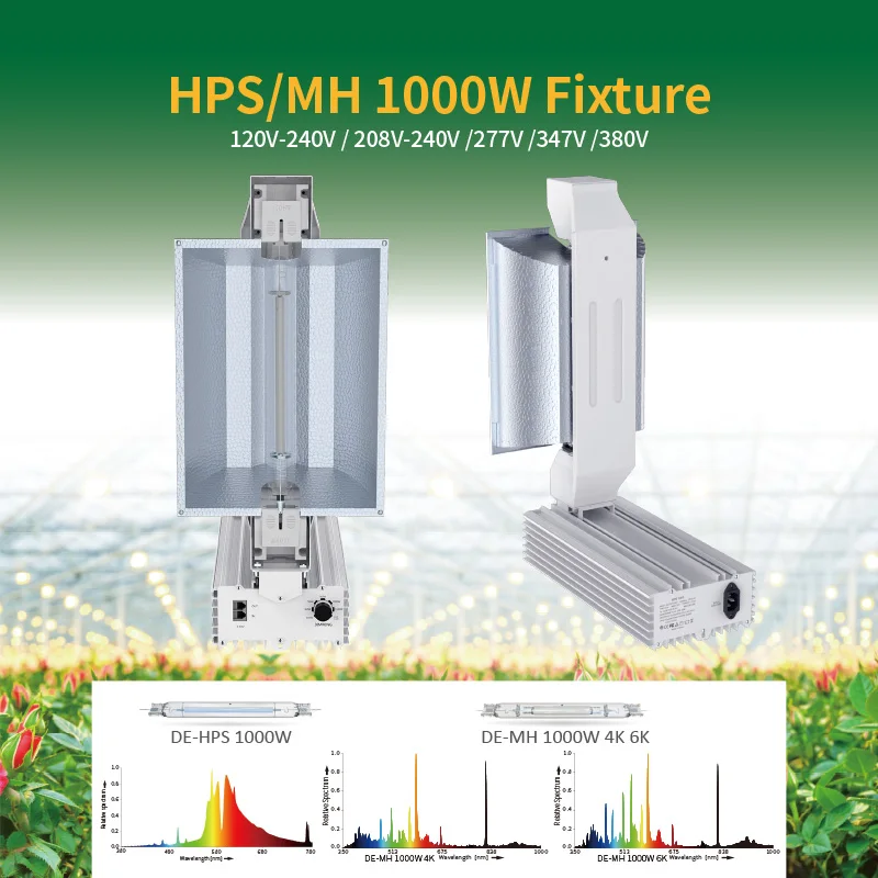 Aluminum Double Ended 1000 Watt Fixture Grow Light 1000W Sodium Lamp For Indoor Plant