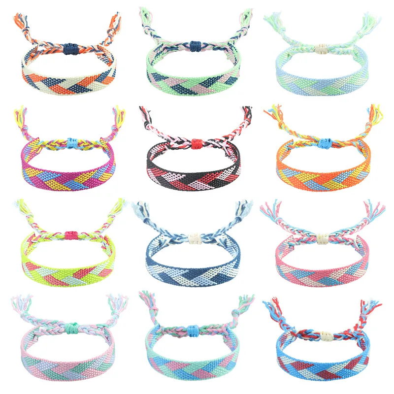 Boho national wind cotton hemp woven hand rope new friendship bracelet for women wholesale