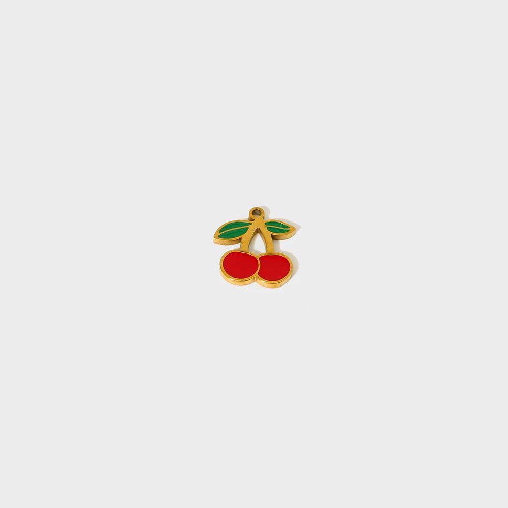 Waterproof 18K Gold Plated Stainless Steel Colorful Cherry Key Heart Flowers Banana Charms DIY Jewelry Accessories for Women