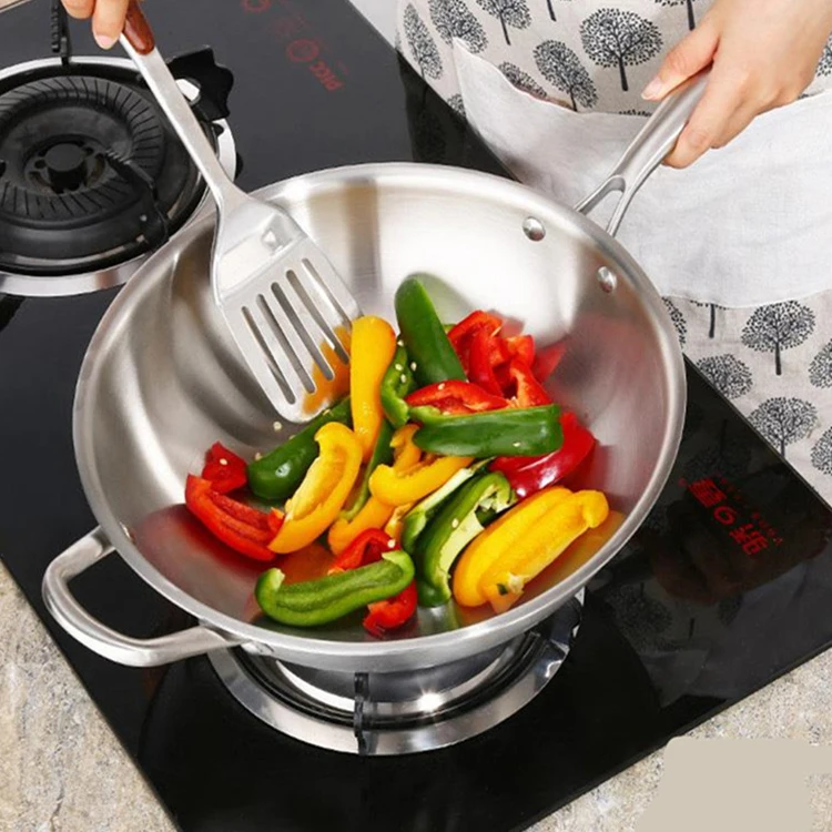 Hot Sales 3 ply High Quality SUS 304 Stainless Steel Non Stick Wok with Coating