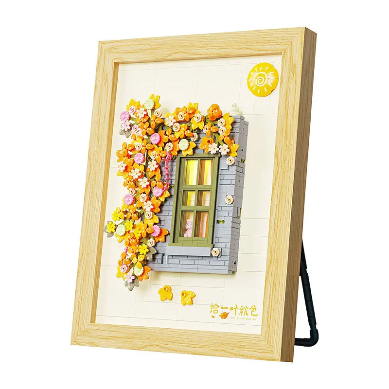 WL-CREATIVE 6015-6016 building blocks meet flower series 3D flower picture gift bricks mini blocks for girls fastivel gift