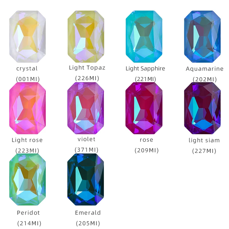 Xichuan Mocha Fluorescent Series Rectangle Octagon Shaped Rhinestone  K9 Glass Point Back Rhinestones