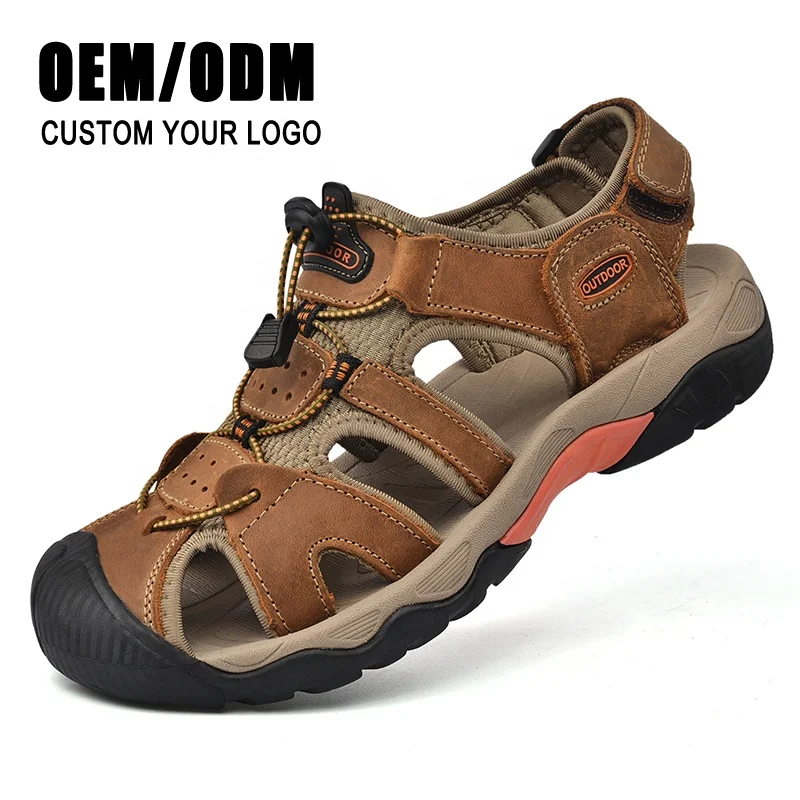 New Arrival Large Size Fashion Real Genuine Leather Outdoor Summer Beach Men Leather Sandals