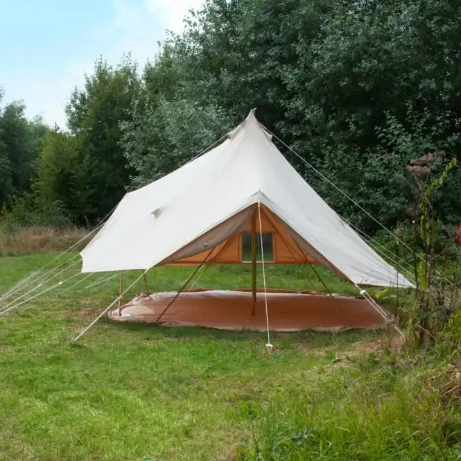 Outdoor Party Luxury Glamping Waterproof Camping Emperor Bell Tent 6m Wide Twin Tower Canvas Tent