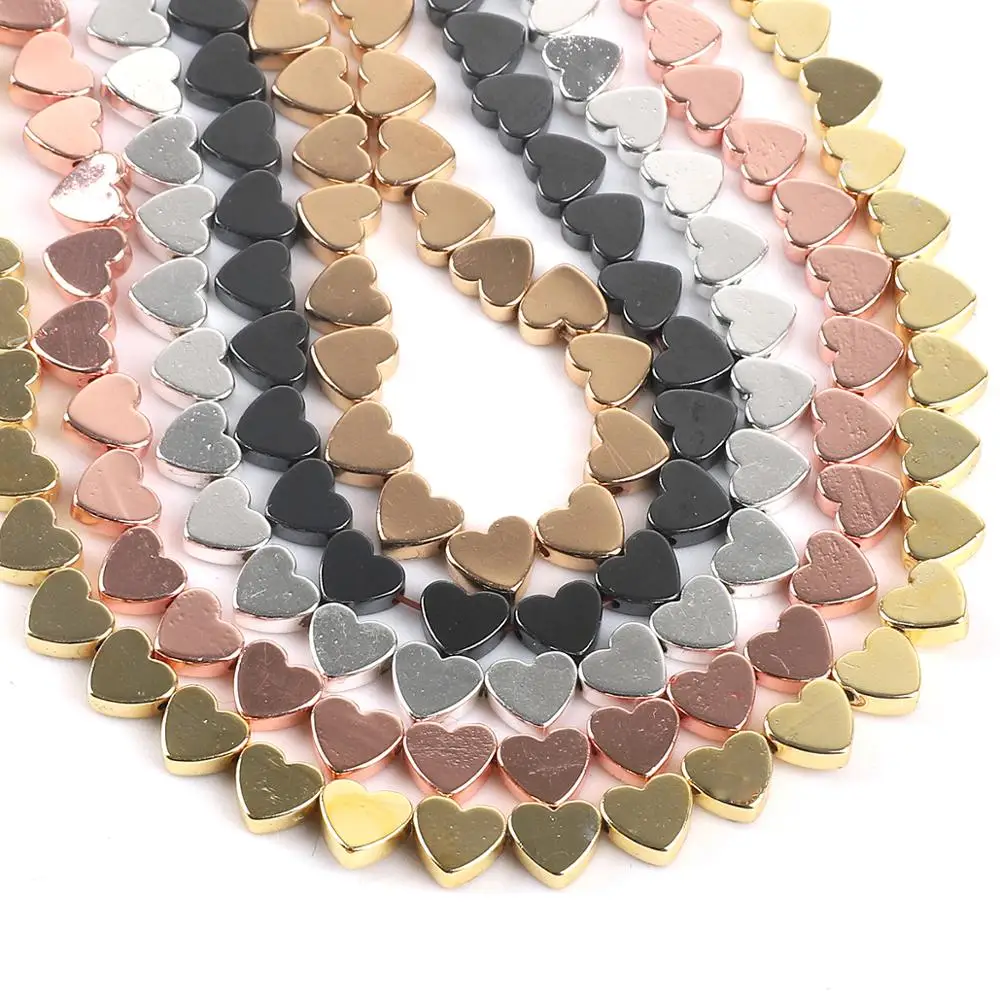 Black Hematite Beads Heart Nomagnetic Beads Gold Sliver Plated 5*6mm Beads for Bracelet Jewelry DIY Making