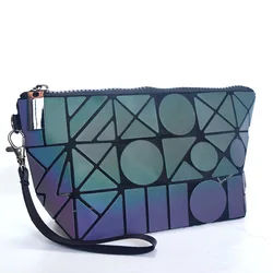 Featured Laser Holographic Luminous Geometric Large Capacity Cosmetic Makeup Bag Pouch for Ladies Women Toiletry Bag