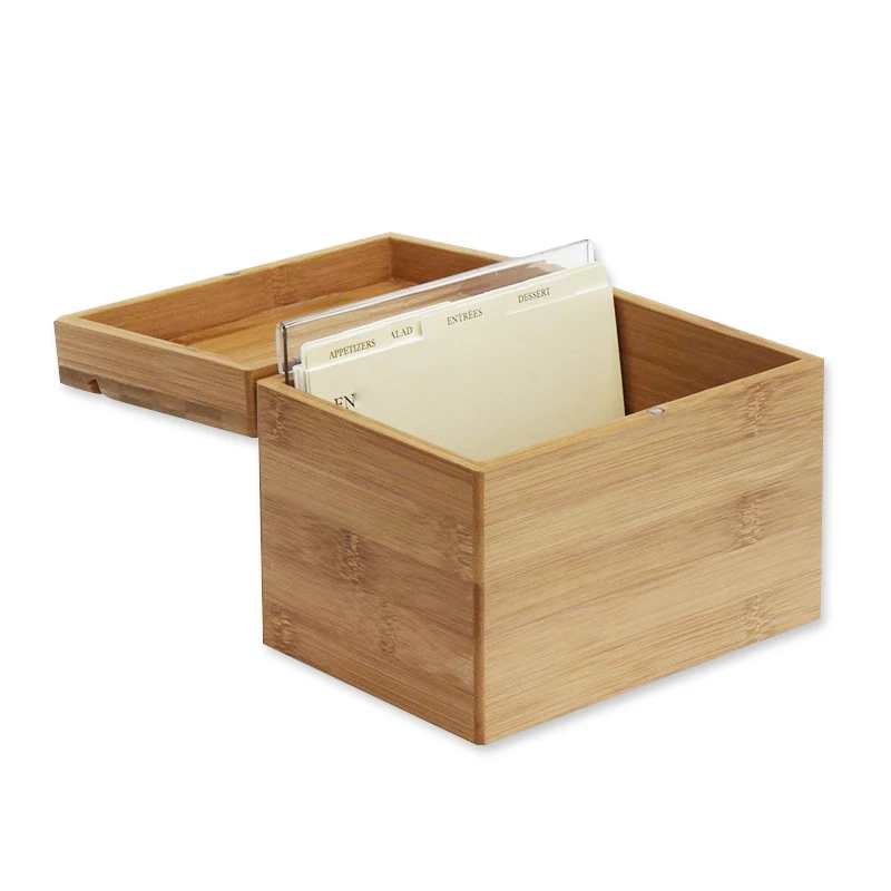Hot sale unfinished bamboo boxes for gift pack wood recipe box