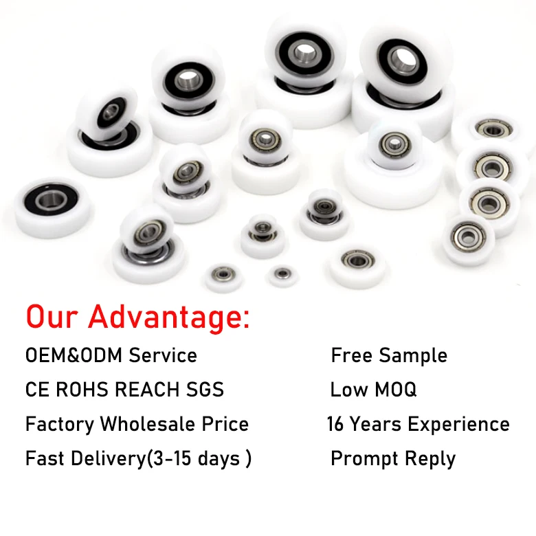 Precision Grade Rubber Coated BS62315-4 Conveyor Bearings 3x15x4mm Sliding Plastic Shower Door Roller Modern Cubicle Roller