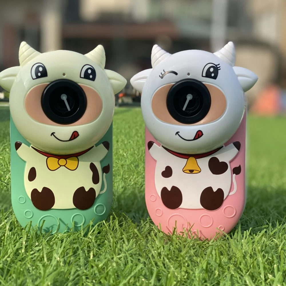 
2021 new product cow bubble camera for kids with music and light bubble machine outdoor bubble toys 