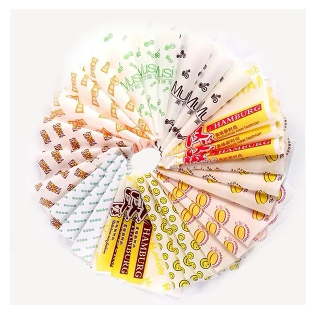 
Custom Design CMYK Printing Greaseproof Oil Proof Food Wrapper Burger Wrapping Paper 