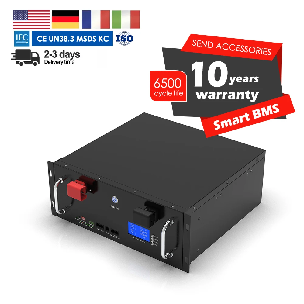 Аккумулятор LiFePO4 19 дюймов 5 кВтч 48 В 100 А/ч 51 2