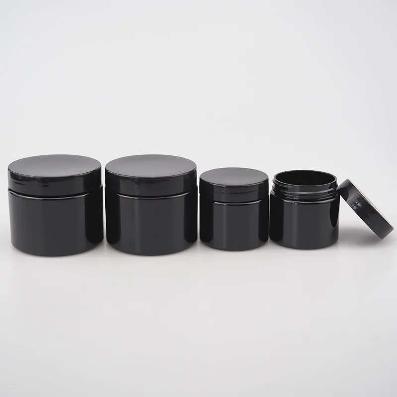 2 4 8 oz luxury black plastic body butter body salt wide mouth jar  PET jar  shea butter jar