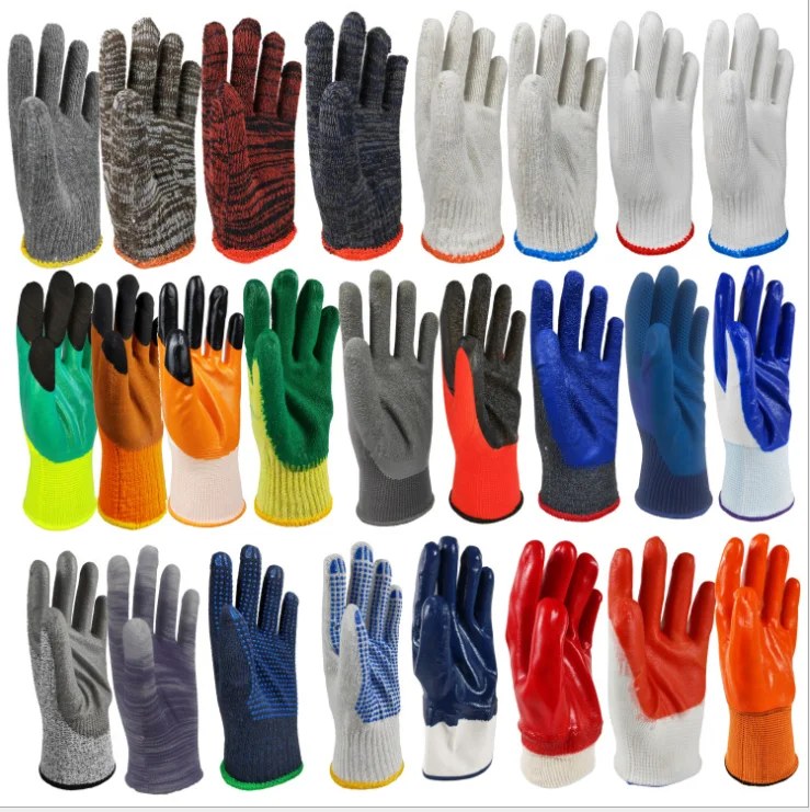 SANSHOU Blue Latex Cotton Work Hand Gardening Welding Safety Gloves guantes