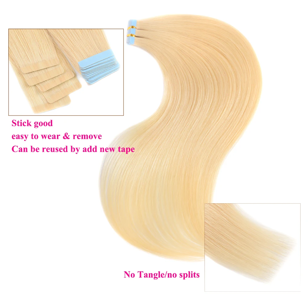 Clip in hair weave glueless blonde natural virgin raw indian russian tape in hair extensions 100human hair