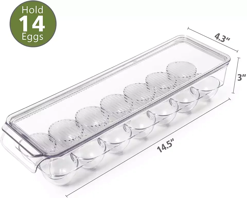 Stackable Refrigerator Egg Storage Bin With Lid