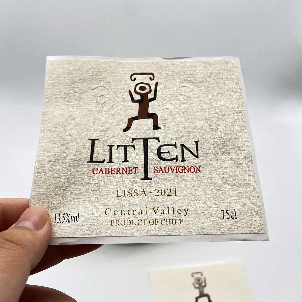 Custom Private Wine Embossed Sticker Print Wine Bottle Labels